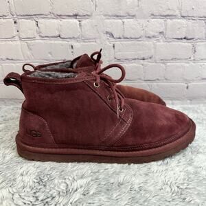 UGG Men's Neumel Chukka Boots Cordovan Red Suede Wool Lining Size 11
